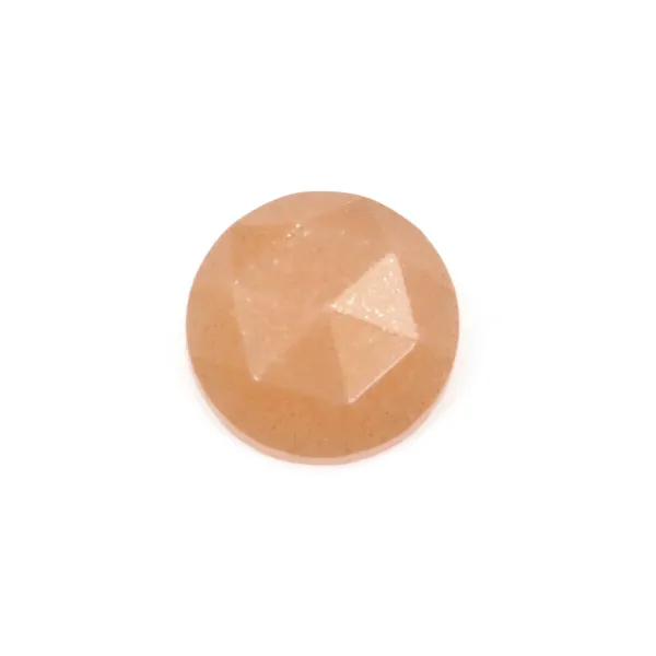 Faceted round orange Moonstone cabochon 10mm x 1pc