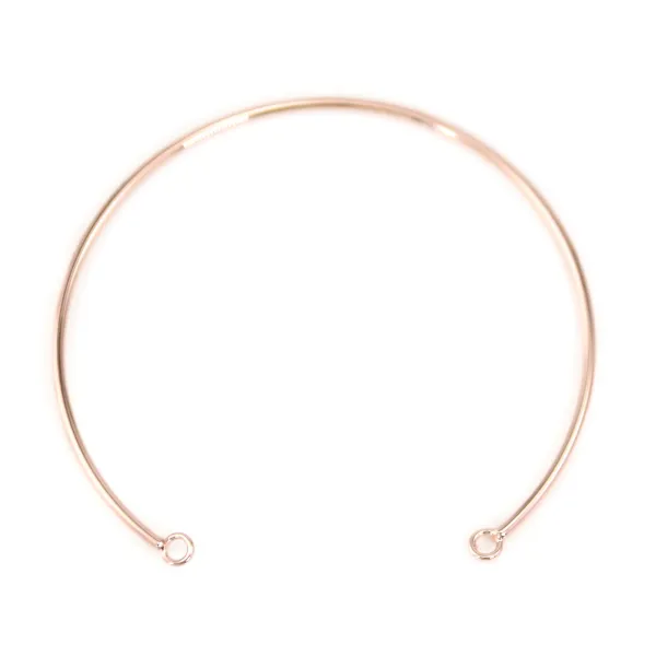 Bracelet jonc avec 2 anneaux plaqué par "flash" or rosé sur laiton 60mm x 1pc