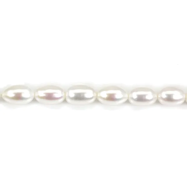 Perle de culture d'eau douce, blanche, olive, 9-10mm x 38cm