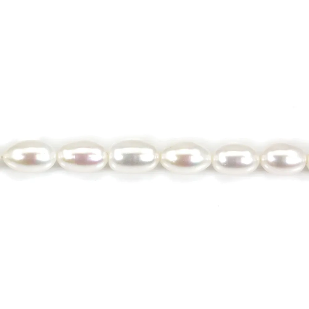 Perle de culture d'eau douce, blanche, olive, 9-10mm x 38cm