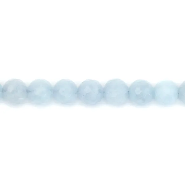 Aigue marine ronde facette 8mm x 40cm