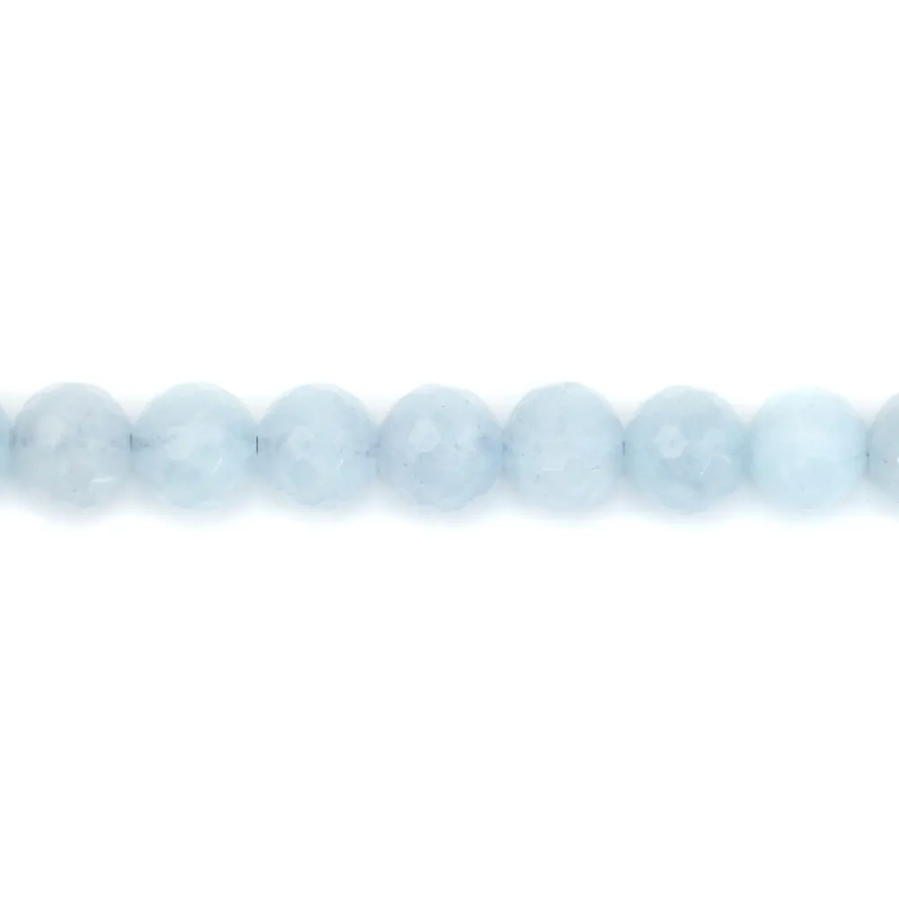 Aigue marine ronde facette 8mm x 40cm