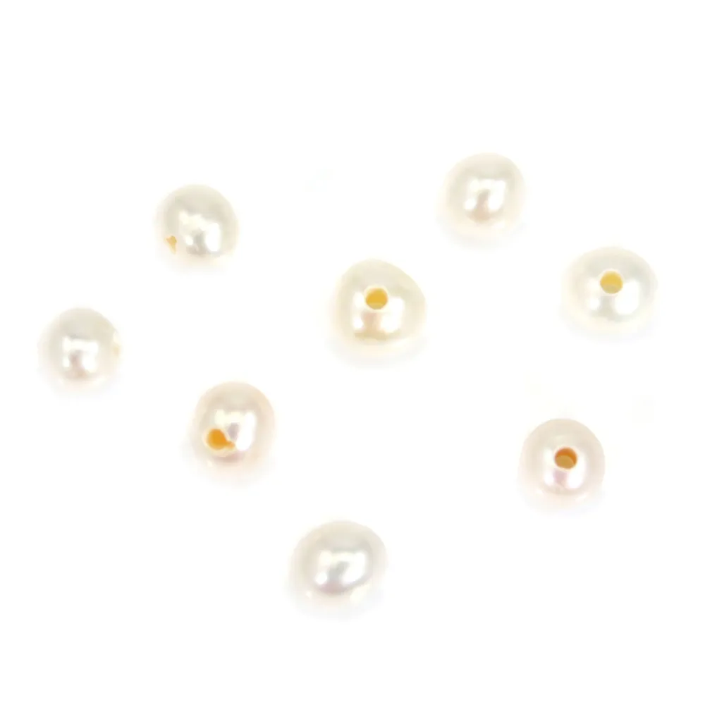 Perle D'eau Douce blanc rondelle 5-6mm Grand Trou 1.4mm x 2pc