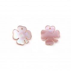 Pink mother-of-pearl four-leaf clover 10mm x 1pc