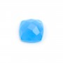 Cabochon calcédoine bleu carre facette 10mm x 1pc