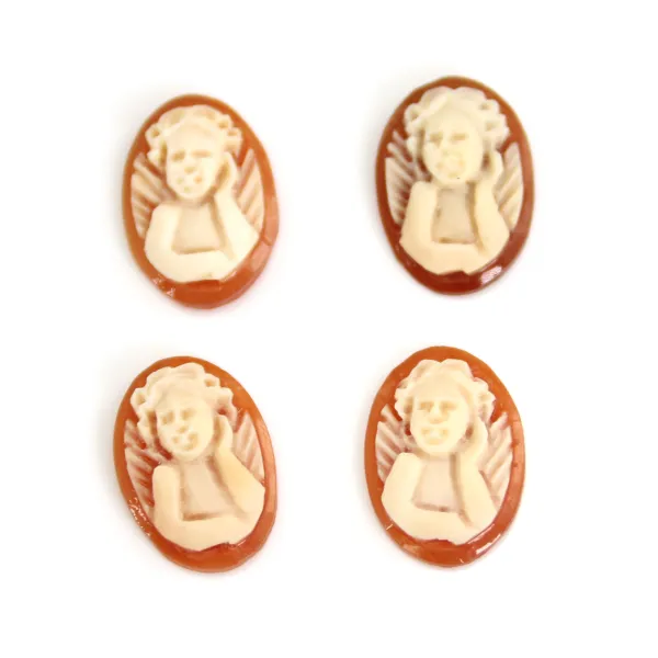 Cabochão Cameo Concha cornalina oval anjo 10x14mm x 1pc
