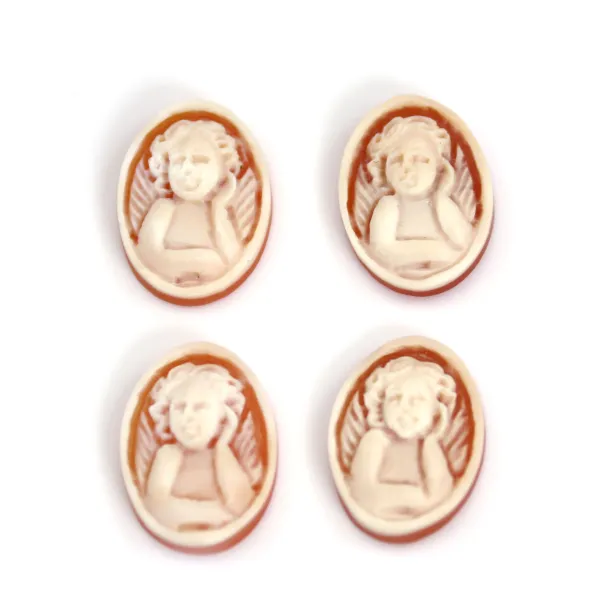 Cabochon Camée Conque cornaline ovale ange 13x18mm x 1pc