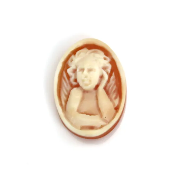 Cabochon Cammeo Conchiglia corniola ovale angelo 13x18mm x 1pc