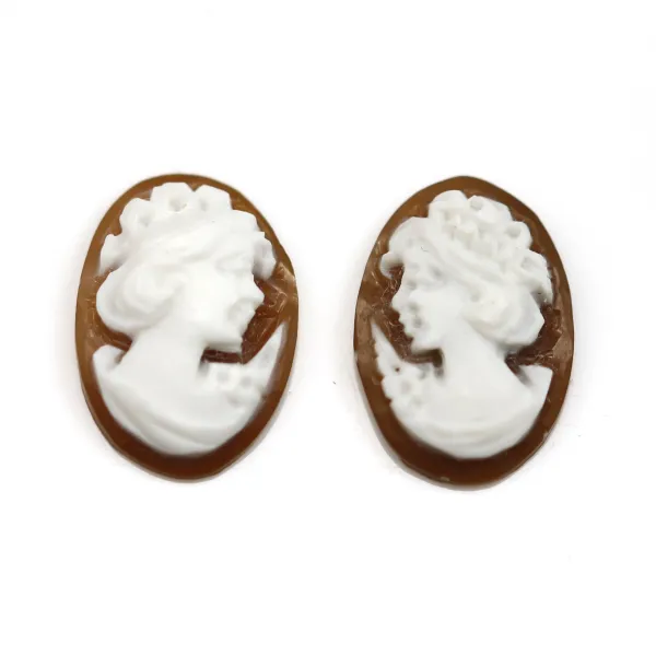 Cabochão Cameo Concha Sardónica Oval Feminina 10x14mm x 1pc