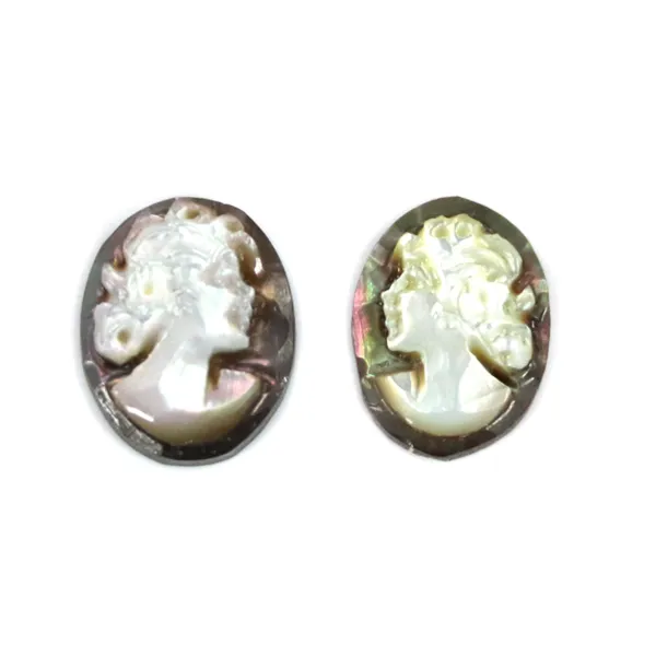 Cabujón ovalado de nácar gris 8x10mm x 1ud