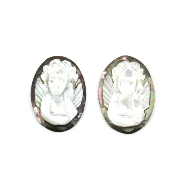 Cabujón Ovalado de Ángel de Nácar Gris 13x18mm x 1ud