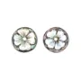 Cabochon Camée Nacre gris rond fleur 16mm x 1pc