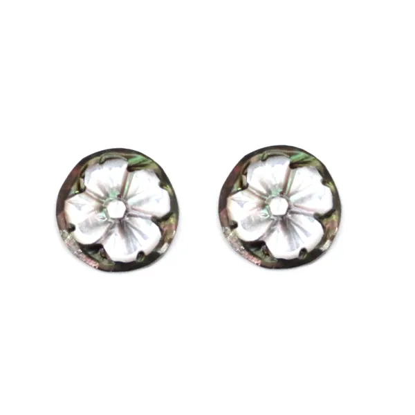 Cabochon Cameo Madreperla fiore rotondo 10mm x 1pc