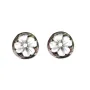 Cabochon Cameo Perlmutt grau rund Blume 10mm x 1St