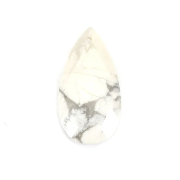 Pendant Howlite drop faceted 13x25mm x 1pc