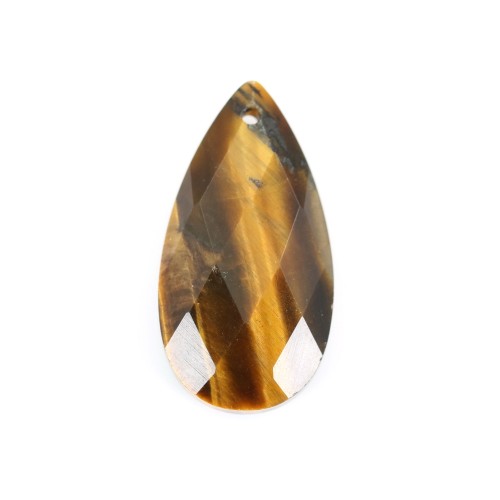 Tiger eye pendant faceted drop 13x25mm x 1pc