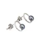Brinco de argola com pérolas cultivadas azuis - Prata 925 com banho de ródio x 2pcs