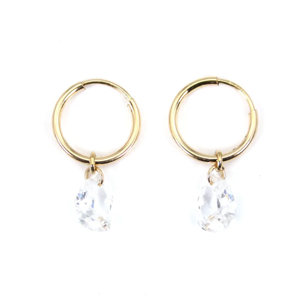 Zirkoniumoxid Ohrring Tropfen 6x8mm - Gold Filled x 2pcs