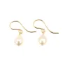 Brinco gota de pérola cultivada barroca branca 6x8mm - Preenchido a ouro x 2pcs