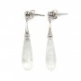 Boucles d'oreilles Cristal de roche goutte 7x23mm - Argent 925 Rhodié x 2pcs