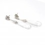 Pendiente de cristal de roca 7x23mm - Plata 925 Rodio x 2pcs