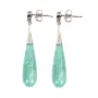 Brinco Gota Amazonita Peruana 7x23mm - Prata Esterlina com Ródio 925 x 2pcs