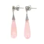 Orecchini a goccia di quarzo rosa 7x23 mm - Argento 925 - Rodio x 2 pezzi