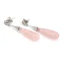Brinco de Quartzo Rosa 7x23mm - Prata 925 com Ródio x 2pcs