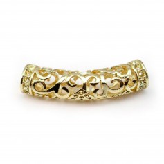 Tube plated filigreed by "flash" Gold on brass 7.2x30mm x 1pc