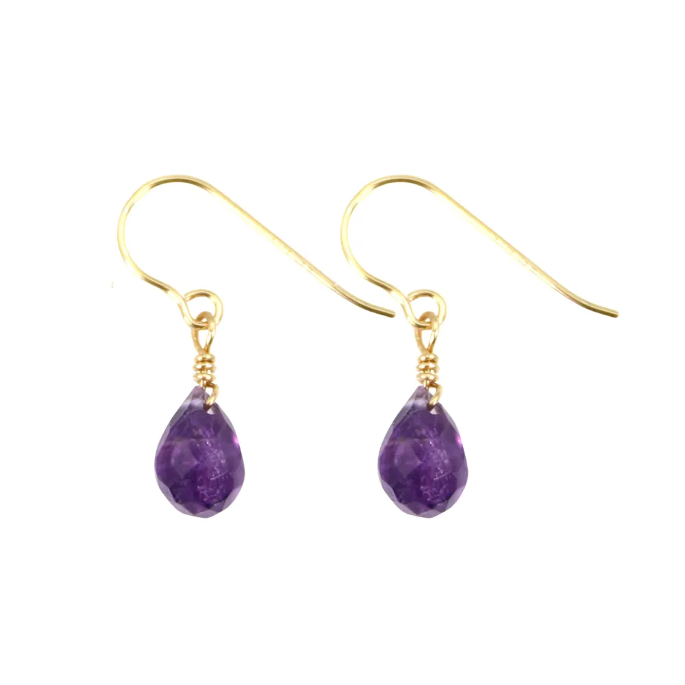 Boucles d'oreilles Améthyste goutte facetté 4x6mm - Gold Filled x 2pcs