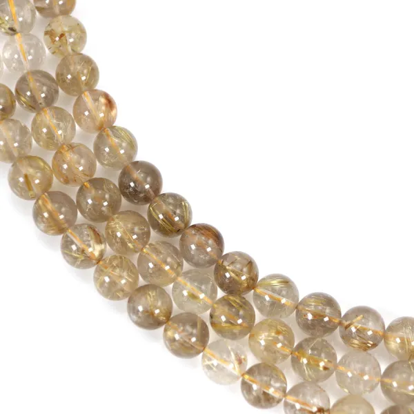 Quartz rutile doré rond 12mm x 40cm