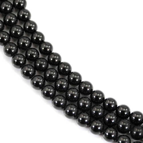 Spinelle noir rond 8mm x 40cm