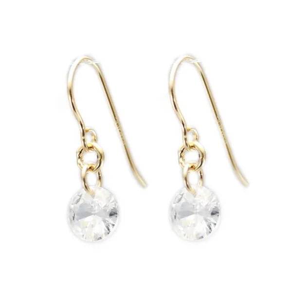 Round zirconium oxide earrings 5mm - Gold Filled x 2pcs