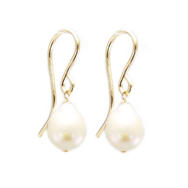 Ohrring Zuchtperle weiß barock Tropfen 6x8mm - Gold Filled x 2pcs