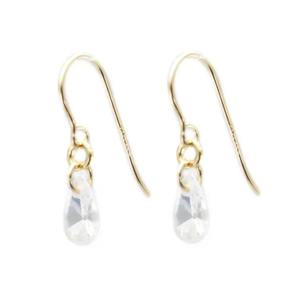 Brinco com gota de óxido de zircónio 4x6mm - Preenchido a ouro x 2pcs