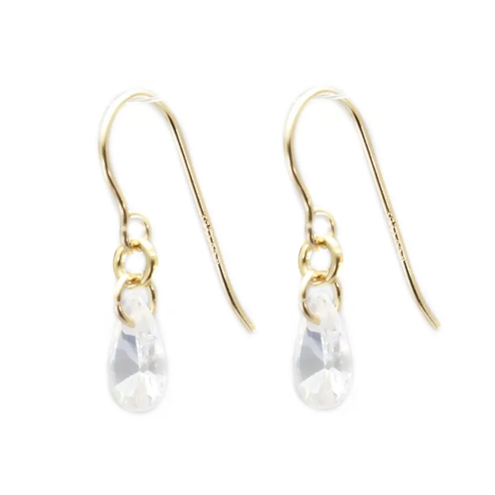 Earring zirconium oxide drop 4x6mm - Gold Filled x 2pcs