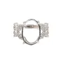 Anel de flor ajustável para cabochão 13x18mm - óxido de zircónio e prata 925 banhada a ródio x 1 unidade