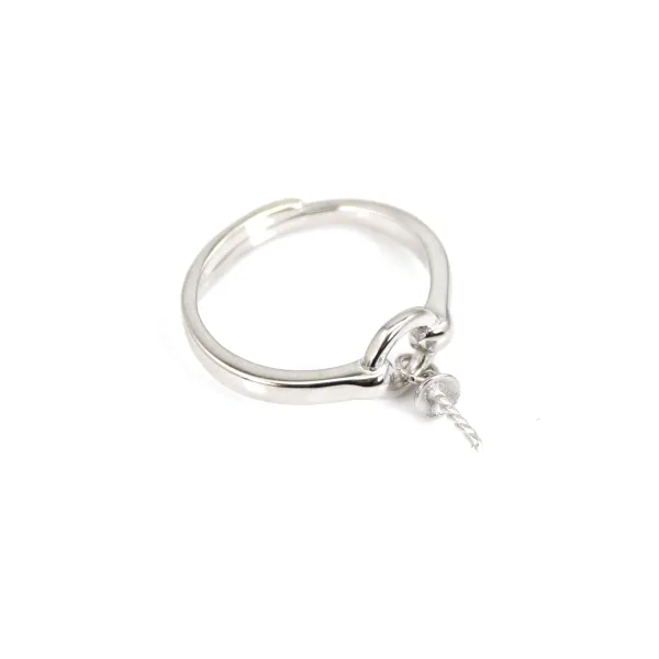 Anillo ajustable con cierre para semi-perforado - Plata 925 rodio x 1pc