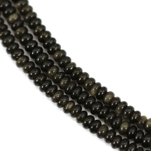 Obsidian Rondell - Heishi - 2x4mm x 39cm