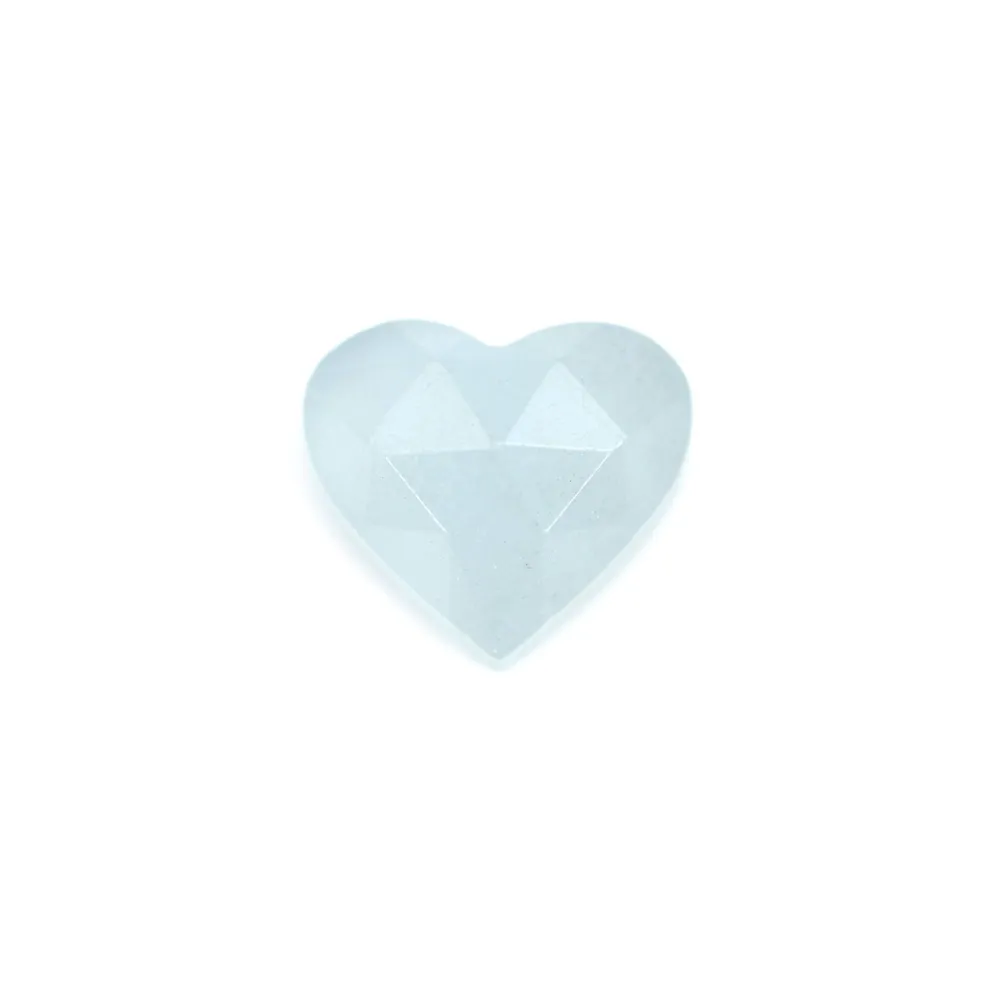 Aquamarine faceted heart cabochon 9x10mm x 1pc