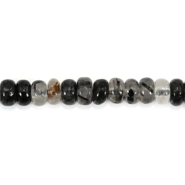 Rondelle de Quartzo Rutilo Preto - Heishi - 2x4mm x 39cm