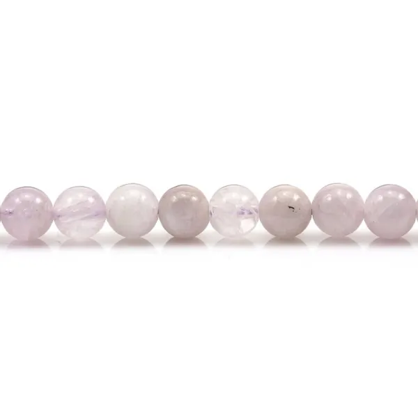 Kunzite de couleur violette, de forme ronde, 6mm x 39cm