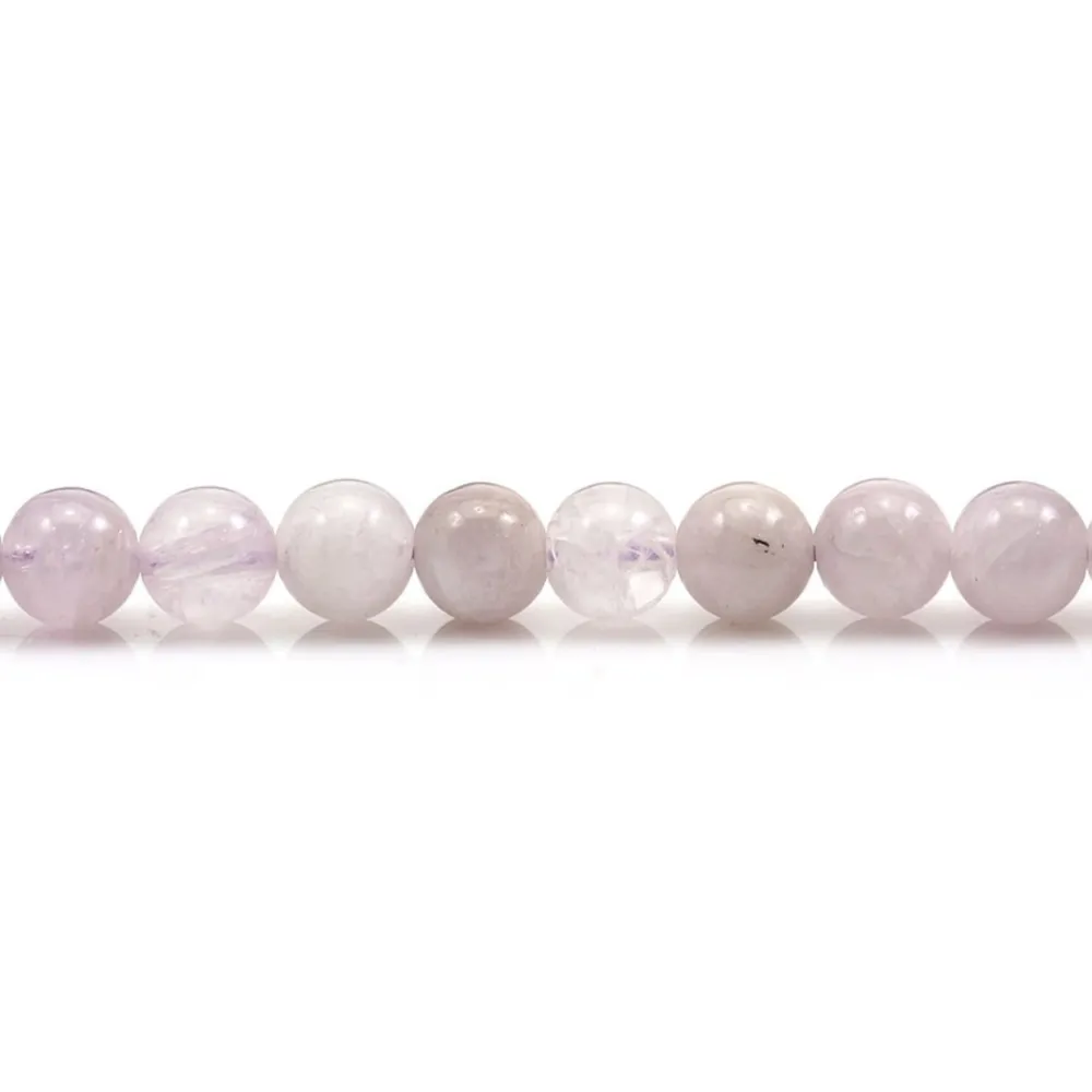 Kunzite de couleur violette, de forme ronde, 6mm x 39cm