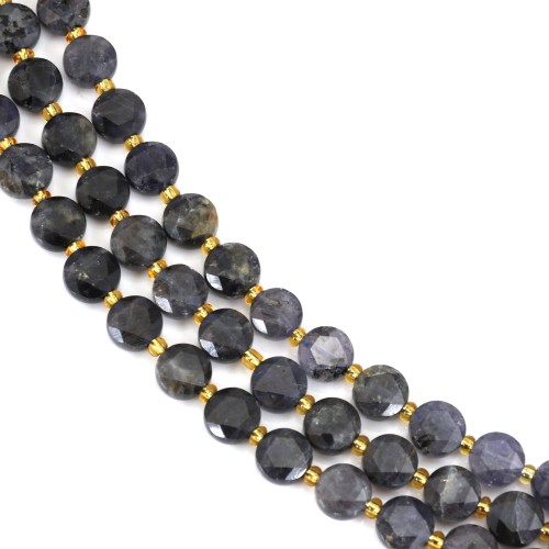 Cordiérite (Iolite) rond plat facetté 8mm x 38cm