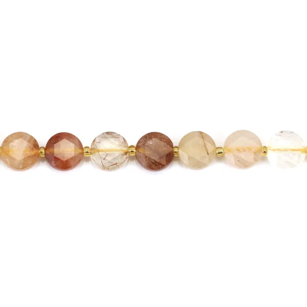 Quartz rutile doré rond plat facetté 8.5mm x 38cm (40pcs)
