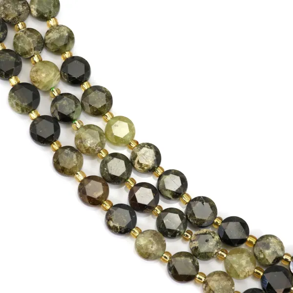 Granate verde redondo facetado plano 8mm x 38cm (38pcs)