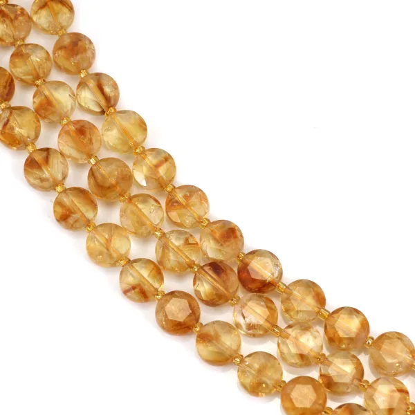 Citrine flat faceted round 8.5mm x 38cm (39pcs)