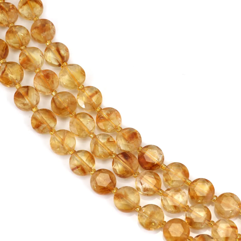Citrine rond plat facetté 8mm x 39cm