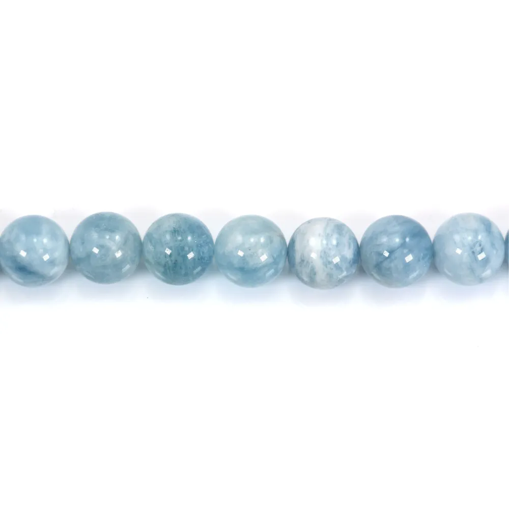 Aigue-Marine Rond 14mm x 40cm