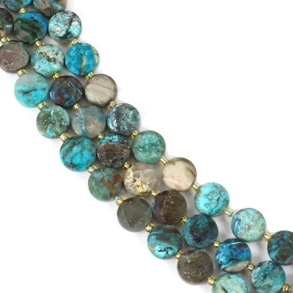 Chrysocolla flat faceted round 8.5mm x 38cm (39 pieces)